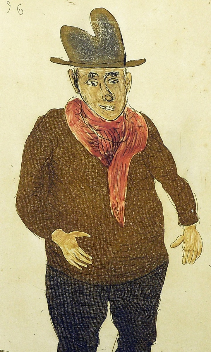 Kurt Mühlenhaupt Mann mit zwei Beinen Farbradierung 1996 handsigniert